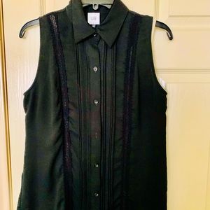 CaBi black button down lazy blouse accents any style! Great with a white tank!